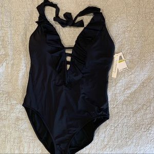Black One-Piece Ruffle Swimsuit 14